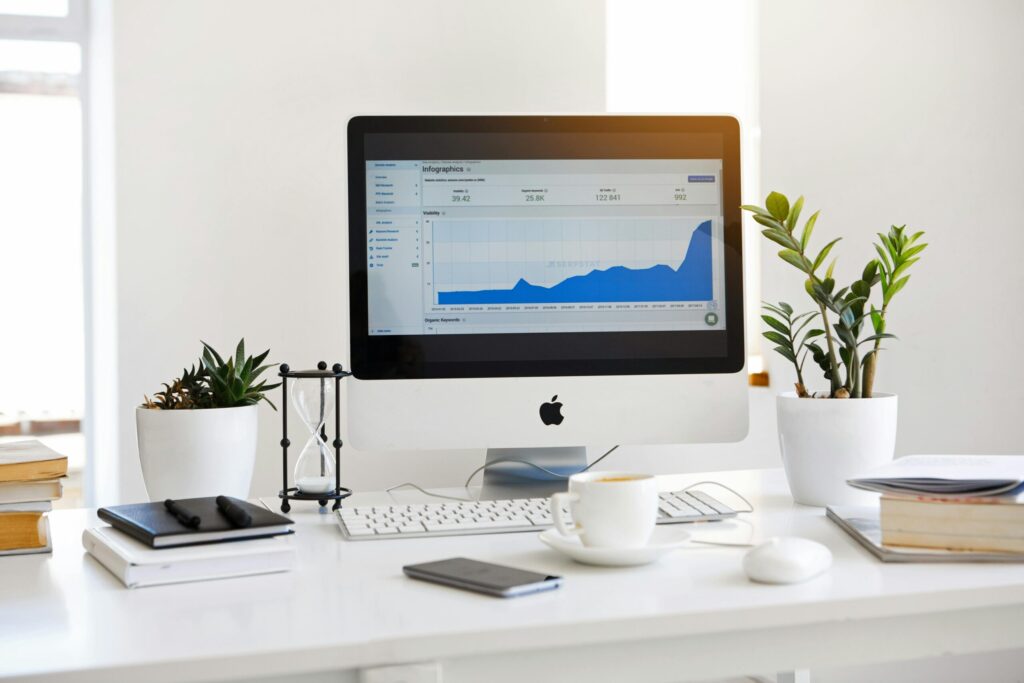 A computer with the digital marketing dashboard opened.